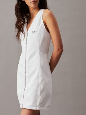 White denim best sale zip up dress