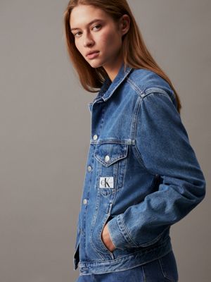 Jackets Calvin Klein Jeans Boxy Cropped Denim Jacket Blue