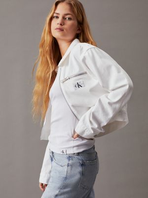 denim light cropped zip up denim jacket for women calvin klein jeans