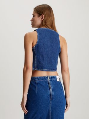 Cropped hot sale denim top