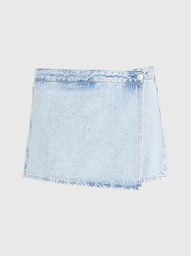 jupe-short portefeuille en jean denim light pour femmes calvin klein jeans