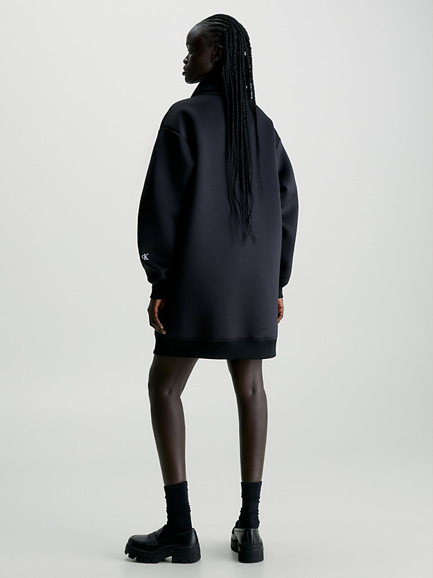 ck black relaxed zip neck sweatshirt dress for women calvin klein jeans