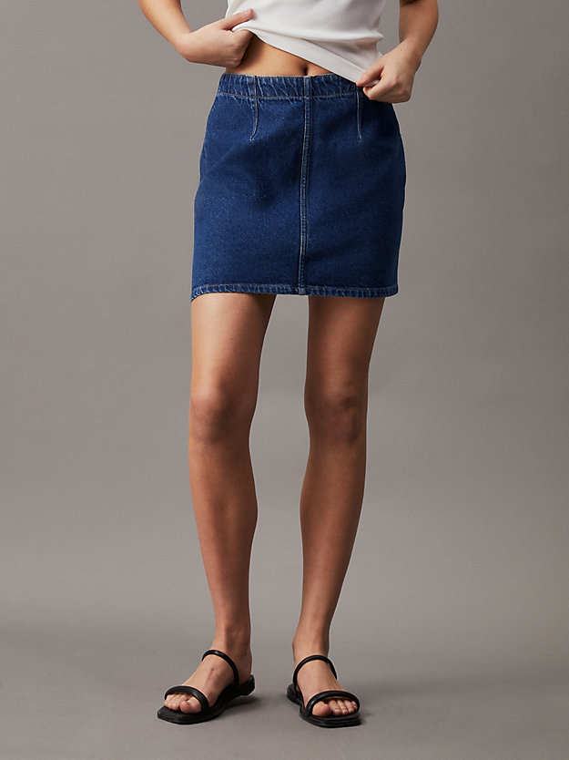 mini-jupe trapèze en jean denim medium pour femmes calvin klein jeans
