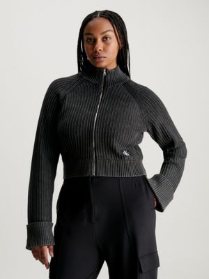 Black zip shop cardigan womens