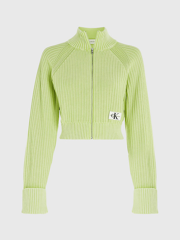 exotic mint ribbed cotton zip up cardigan for women calvin klein jeans