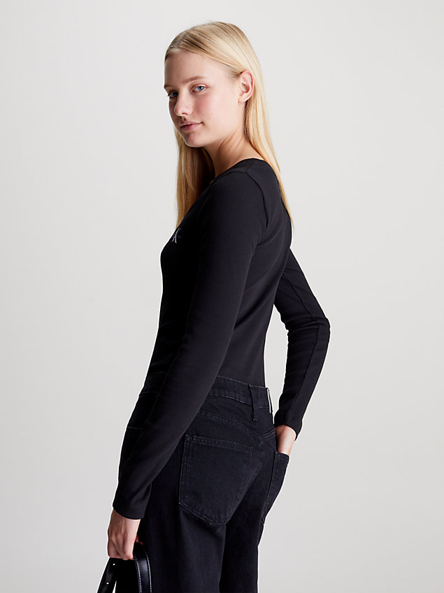 black long sleeve v-neck t-shirt for women calvin klein jeans