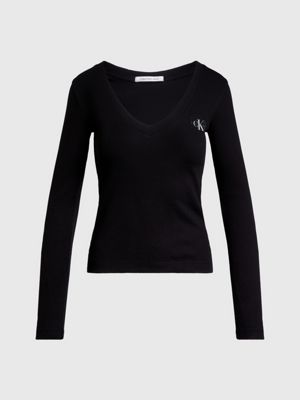 Calvin klein v on sale neck long sleeve