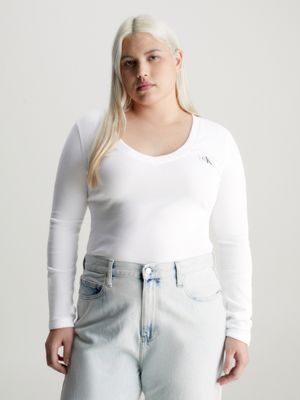 Langärmliges T-Shirt mit V-Ausschnitt Calvin Klein® | J20J222882YAF
