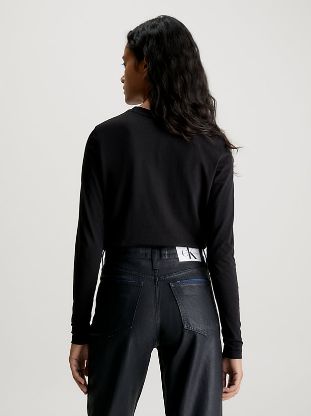 t-shirt con stemma a maniche lunghe ck black da donna calvin klein jeans