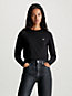 ck black long sleeve badge t-shirt for women calvin klein jeans