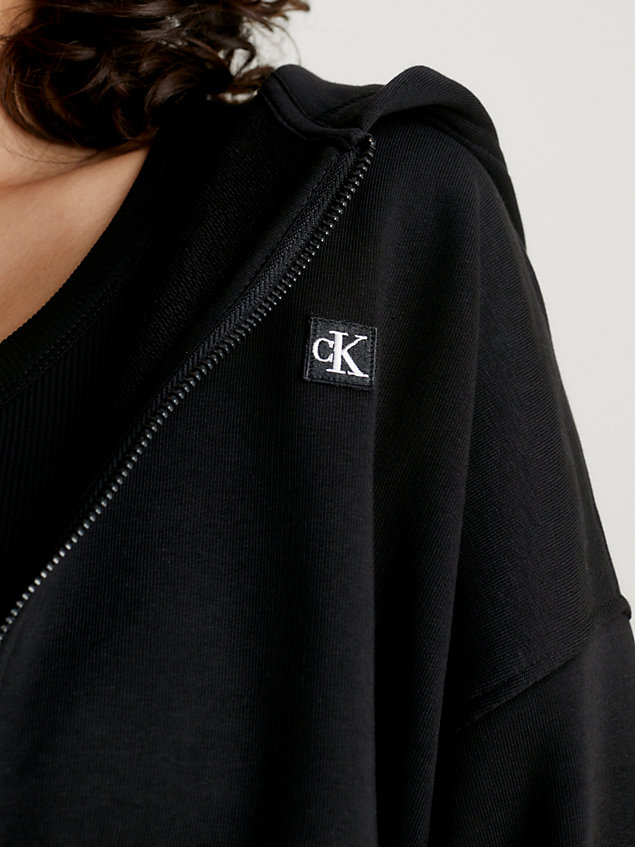 black cropped zip up hoodie for women calvin klein jeans