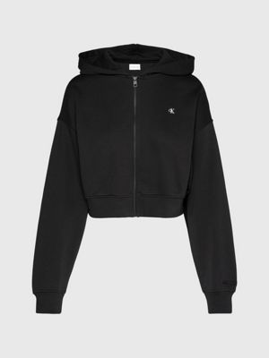 Nike Cropped Zip Up Hoodie in Black