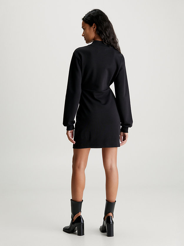 robe portefeuille à manches longues en jersey ck black pour femmes calvin klein jeans