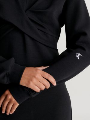 Black jersey wrap dress long outlet sleeve