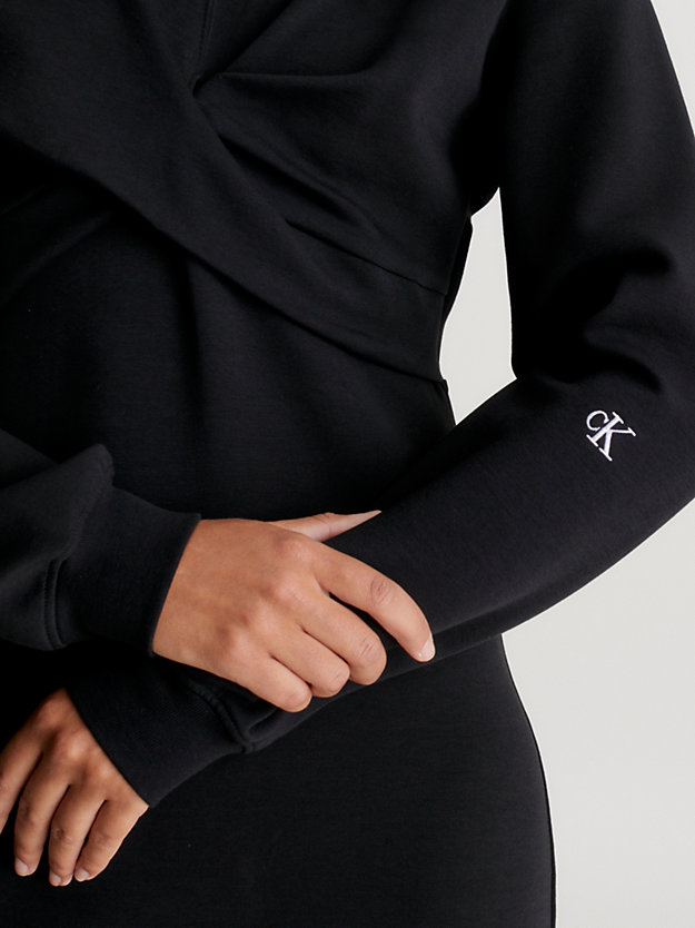 ck black long sleeve jersey wrap dress for women calvin klein jeans