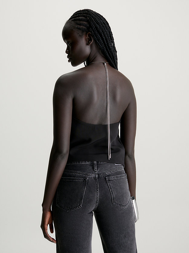 ck black satynowy top z łańcuszkiem dla kobiety - calvin klein jeans