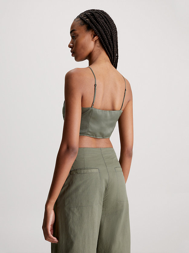 dusty olive strappy satin tank top for women calvin klein jeans