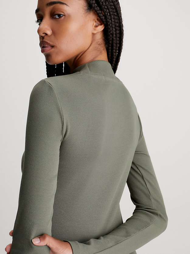 dusty olive slim ribbed long sleeve dress for women calvin klein jeans