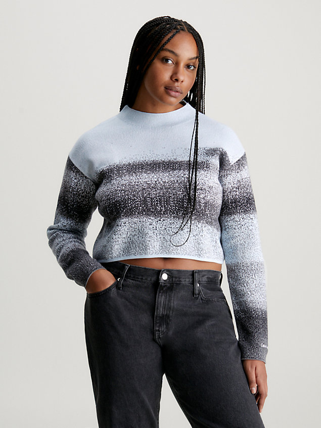 white cropped jacquard knit jumper for women calvin klein jeans