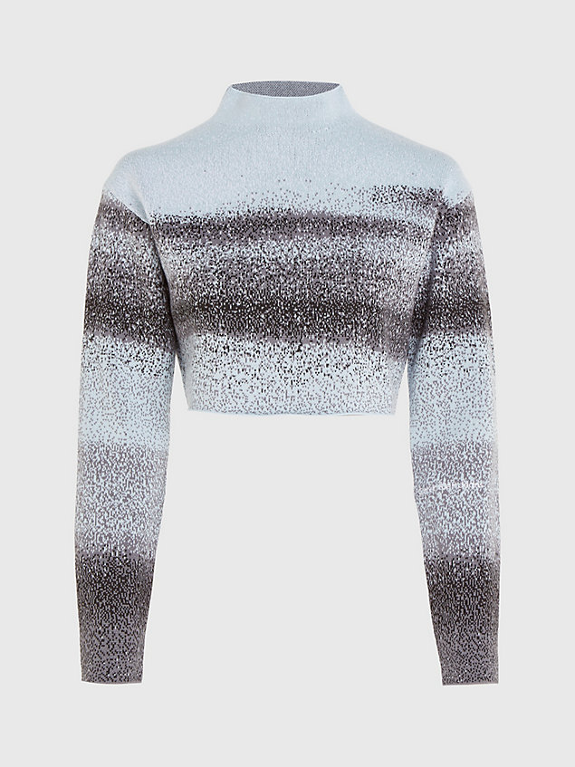 white cropped jacquard knit jumper for women calvin klein jeans