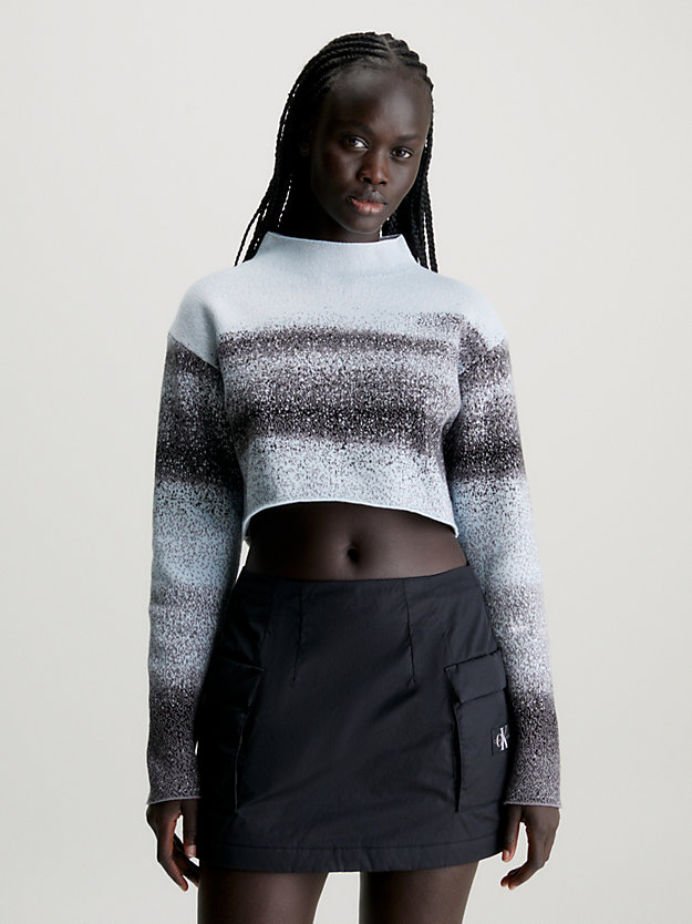 sprayed jacquard cropped jacquard knit jumper for women calvin klein jeans