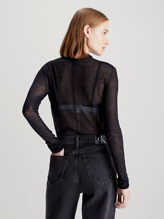 pull slim en maille côtelée transparente ck black pour femmes calvin klein jeans