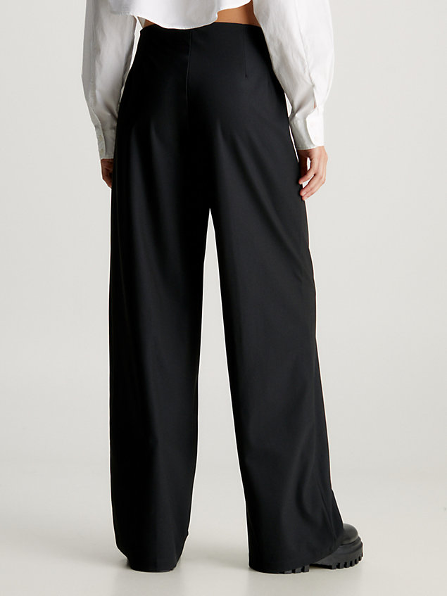black gebreide broek met wijde pijpen voor dames - calvin klein jeans