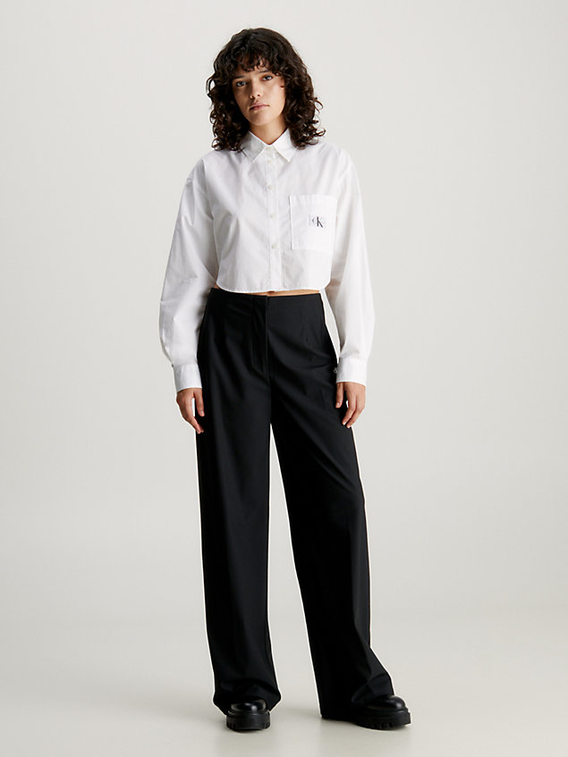 black wide leg knit trousers for women calvin klein jeans