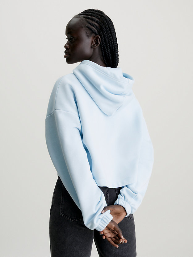 keepsake blue cropped sequin logo hoodie for women calvin klein jeans