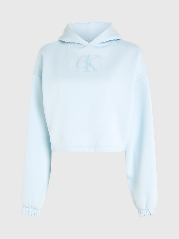 keepsake blue cropped sequin logo hoodie for women calvin klein jeans