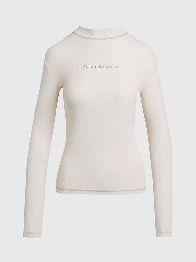 ivory long sleeve ribbed t-shirt for women calvin klein jeans