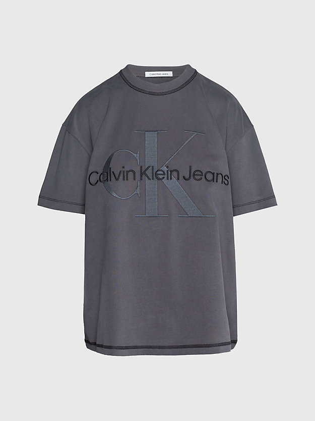 washed black t-shirt boyfriend z monogramem dla kobiety - calvin klein jeans