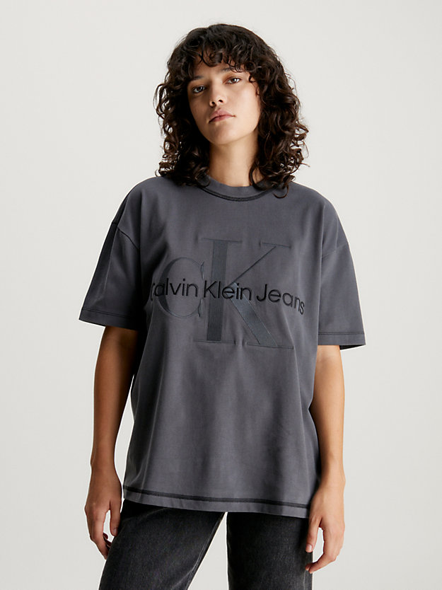 t-shirt boyfriend avec monogramme washed black pour femmes calvin klein jeans