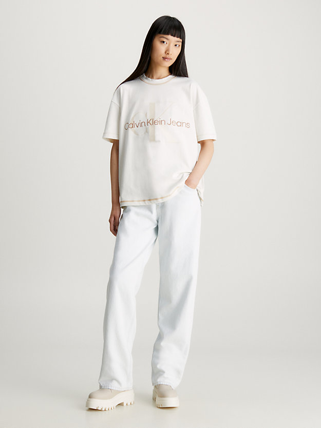 ivory monogram boyfriend t-shirt voor dames - calvin klein jeans