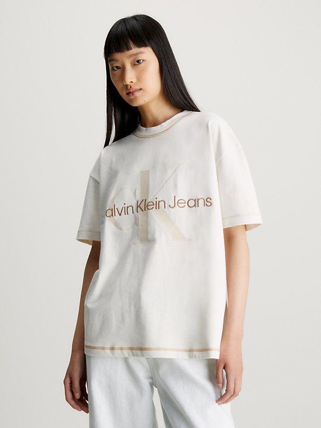 t-shirt boyfriend avec monogramme white pour femmes calvin klein jeans