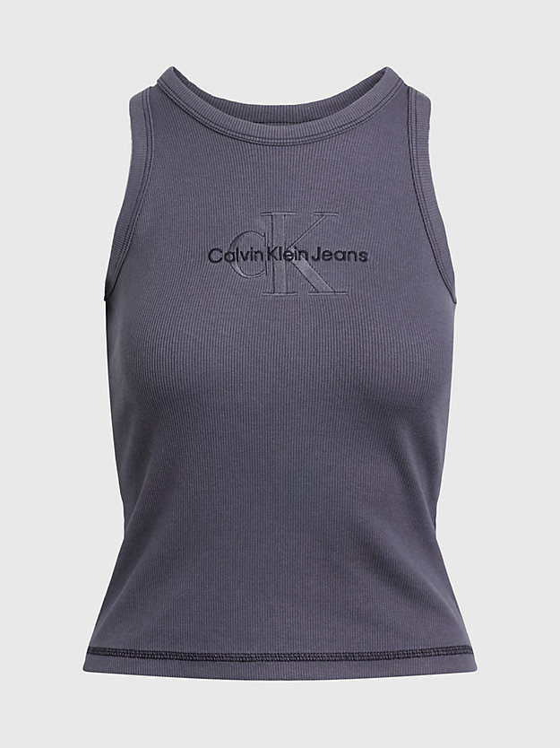 washed black fitted monogram tank top for women calvin klein jeans