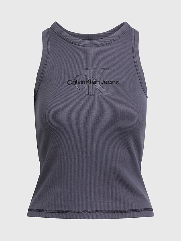 grey fitted monogram tank top for women calvin klein jeans