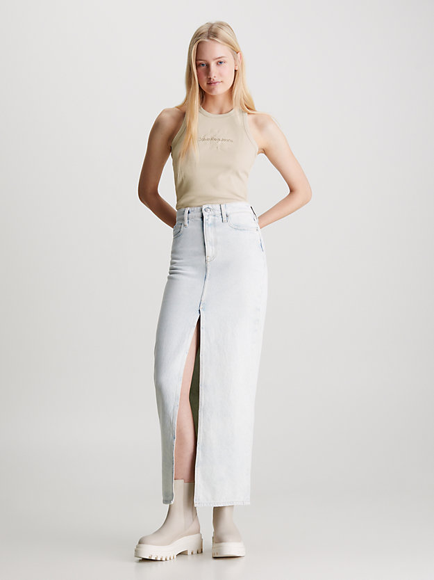 ivory fitted monogram tanktop voor dames - calvin klein jeans