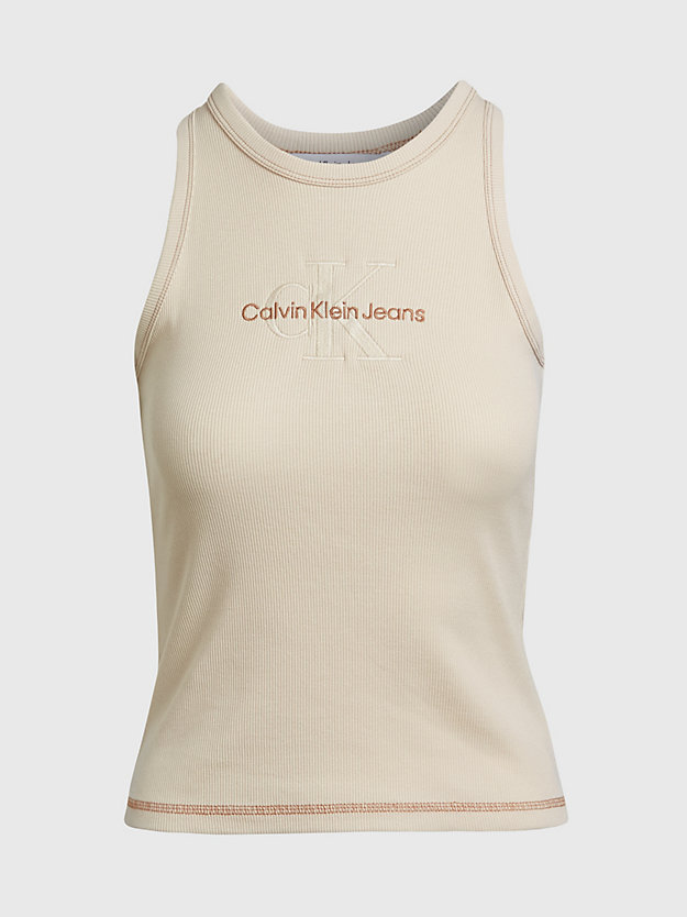 ivory fitted monogram tank top for women calvin klein jeans