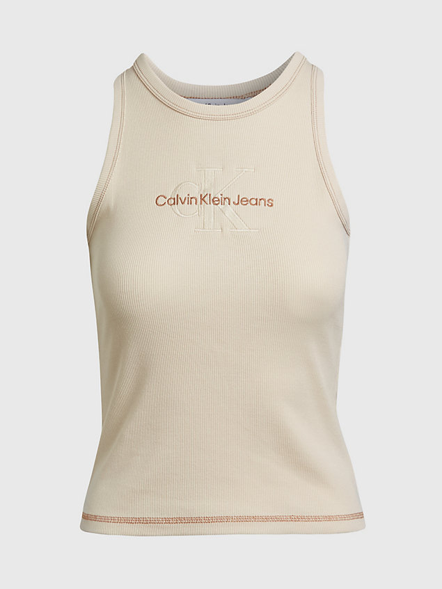 white fitted monogram tank top for women calvin klein jeans