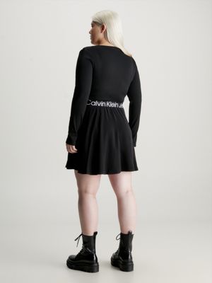 Dress Calvin Klein Jeans Logo Elastic Short Sleeve Dress Black