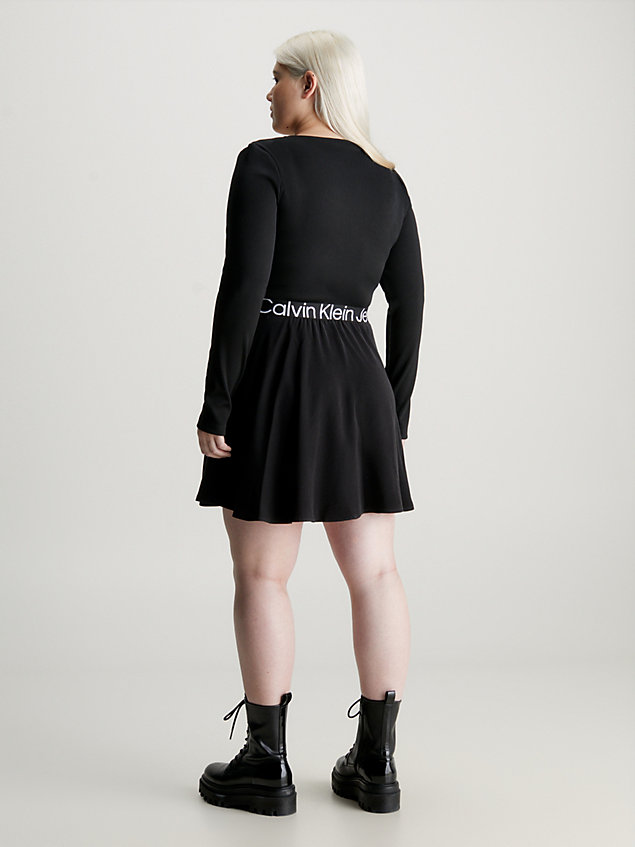 black grote maat minijurk met logotape voor dames - calvin klein jeans