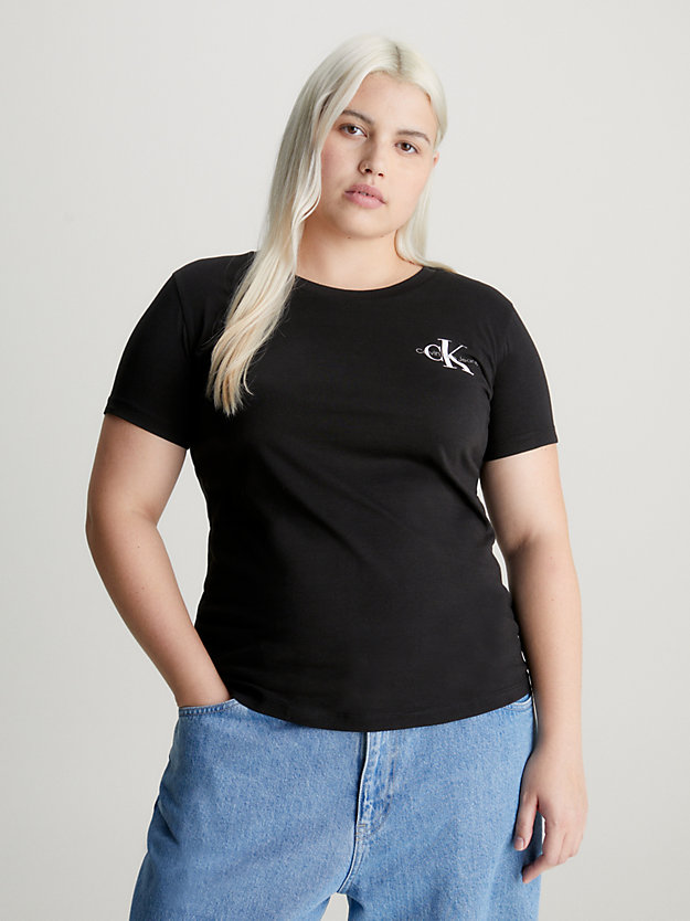 t-shirt in confezione da 2 plus size ck black / keepsake blue da donne calvin klein jeans