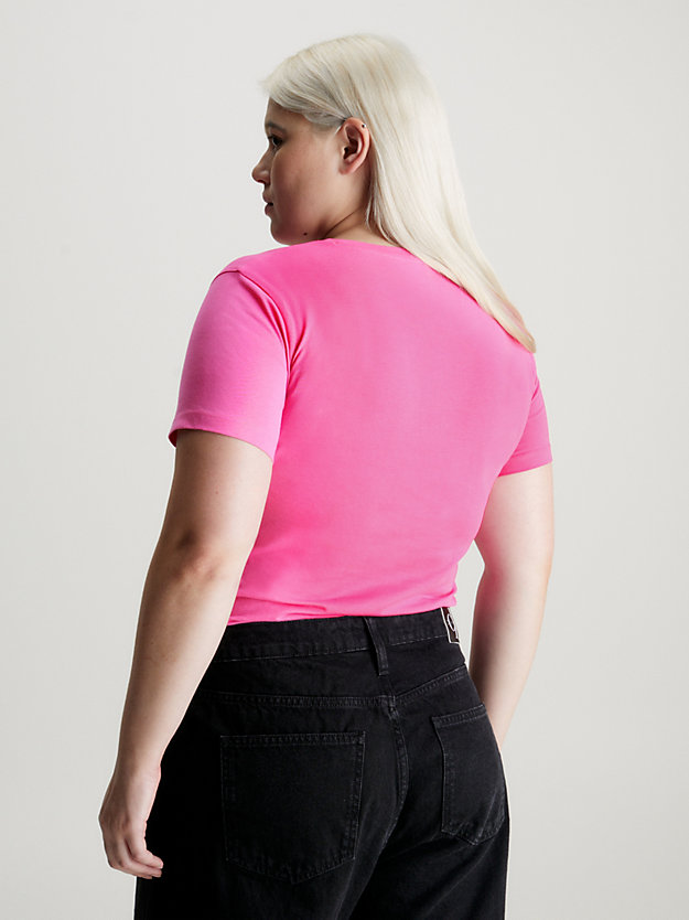 t-shirt in confezione da 2 plus size pink amour / ck black da donne calvin klein jeans