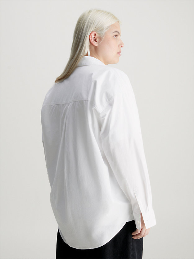 camicia in popeline di cotone plus size bright white da donne calvin klein jeans