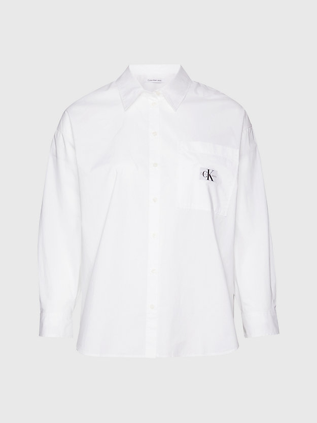 bright white grote maat overhemd van poplinkatoen voor dames - calvin klein jeans