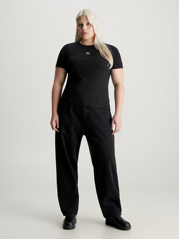 ck black plus size cotton badge t-shirt for women calvin klein jeans