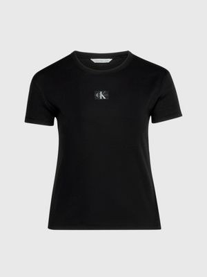 CALVIN KLEIN JEANS COTTON T-SHIRT WITH FRONT AND BACK LOGO Woman CK Black