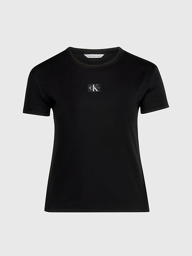 ck black plus size cotton badge t-shirt for women calvin klein jeans
