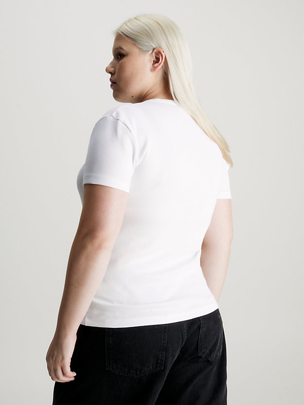 t-shirt con stemma in cotone plus size bright white da donne calvin klein jeans